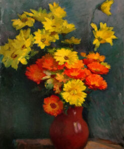 Антикварная коллекционная картина, натюрморт с букетом цветов