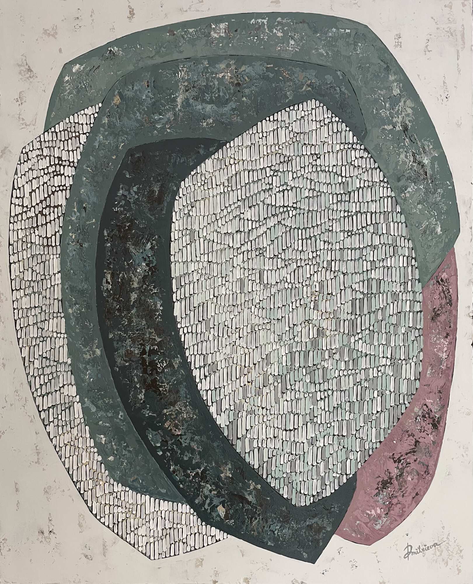 зелено-розовая картина