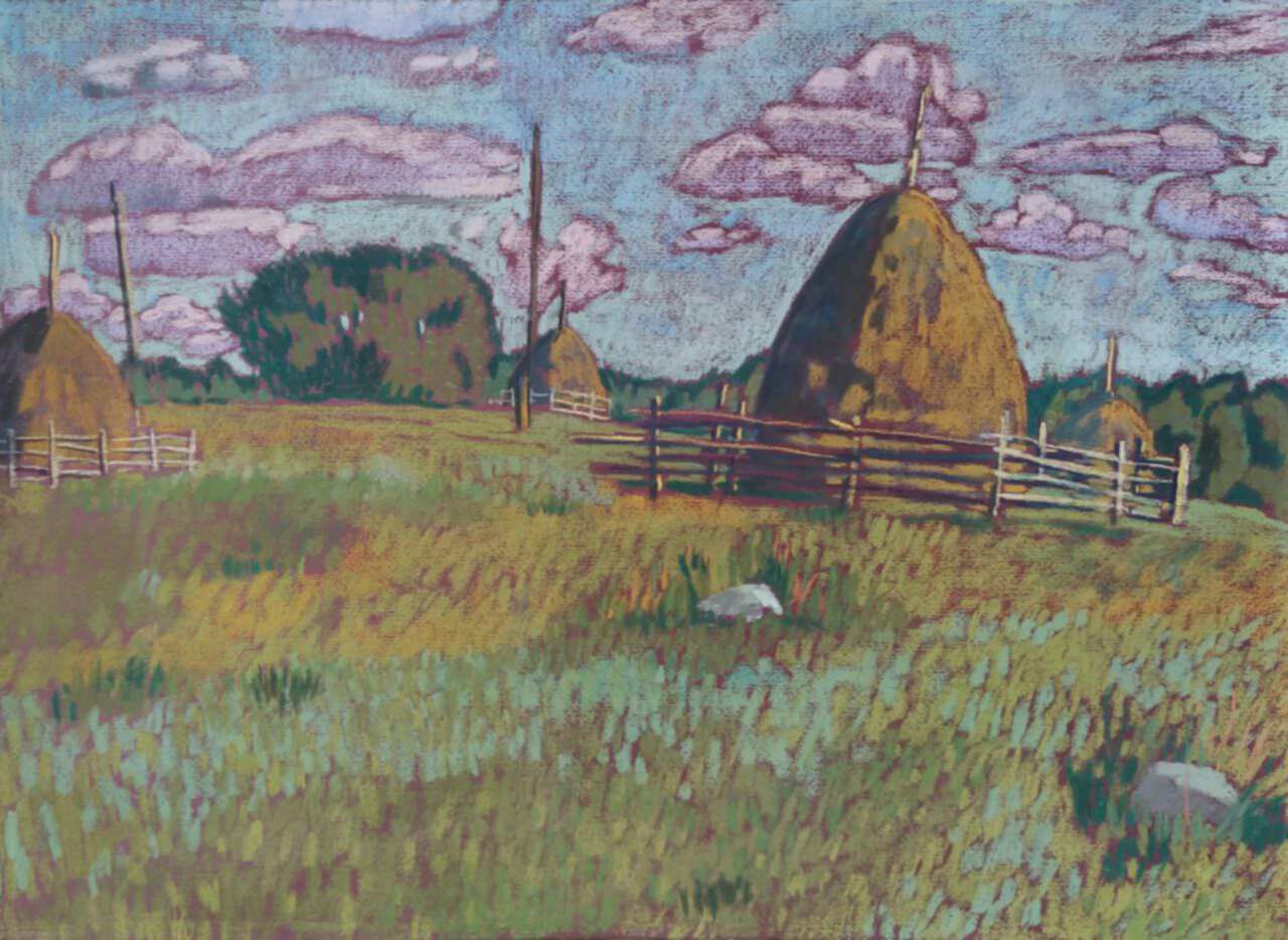 Картина с сельским пейзажем