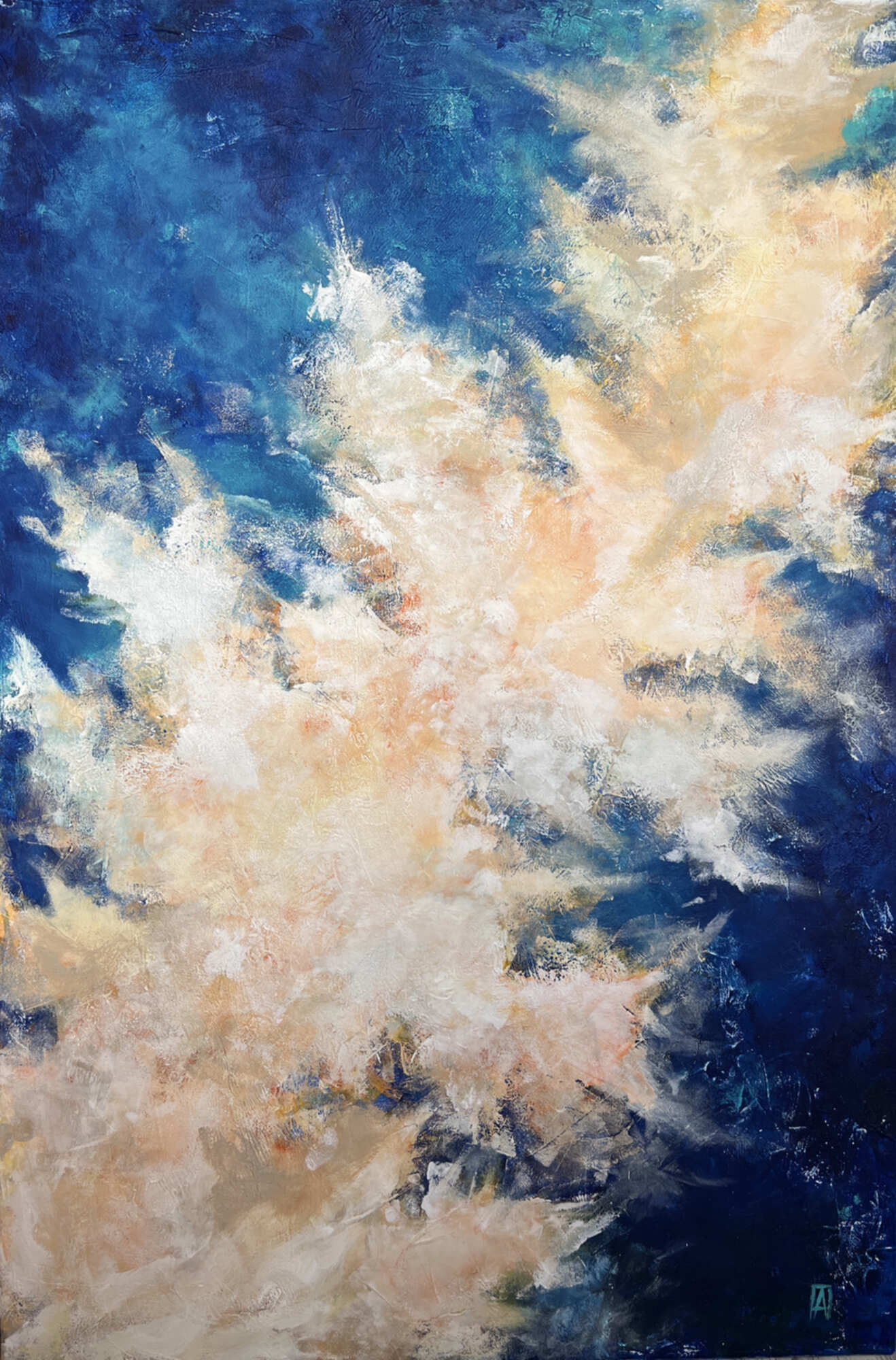 картина голубой бежевый