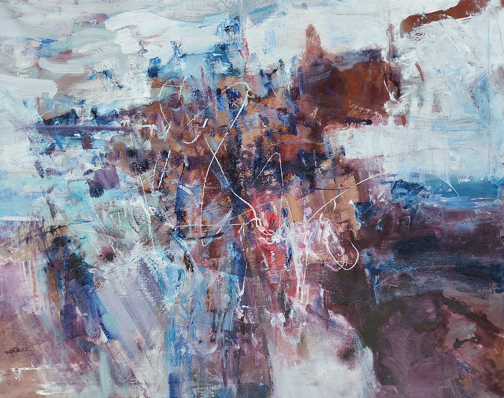 Большая голубо-розовая абстракция