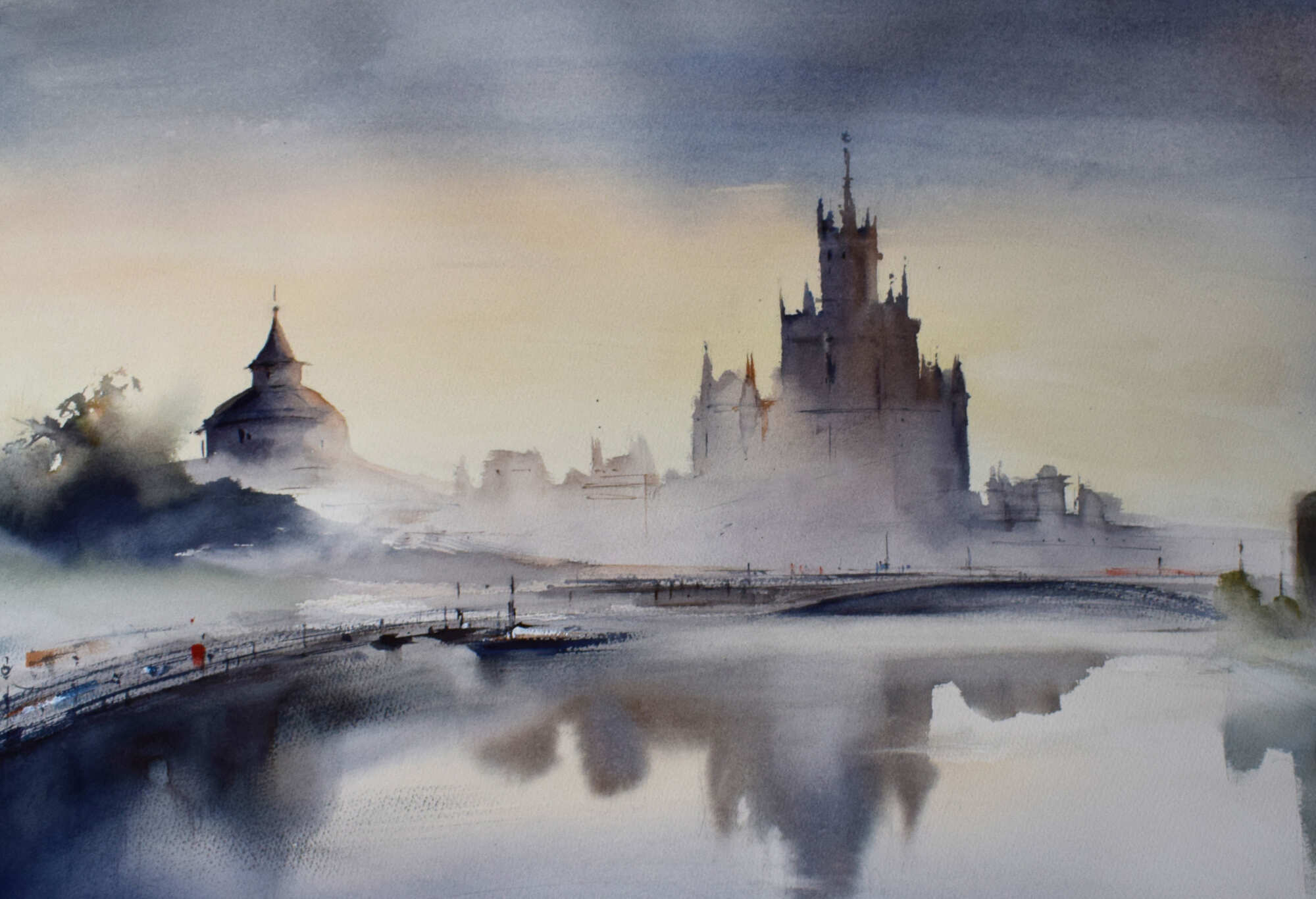 пейзаж москва акварель