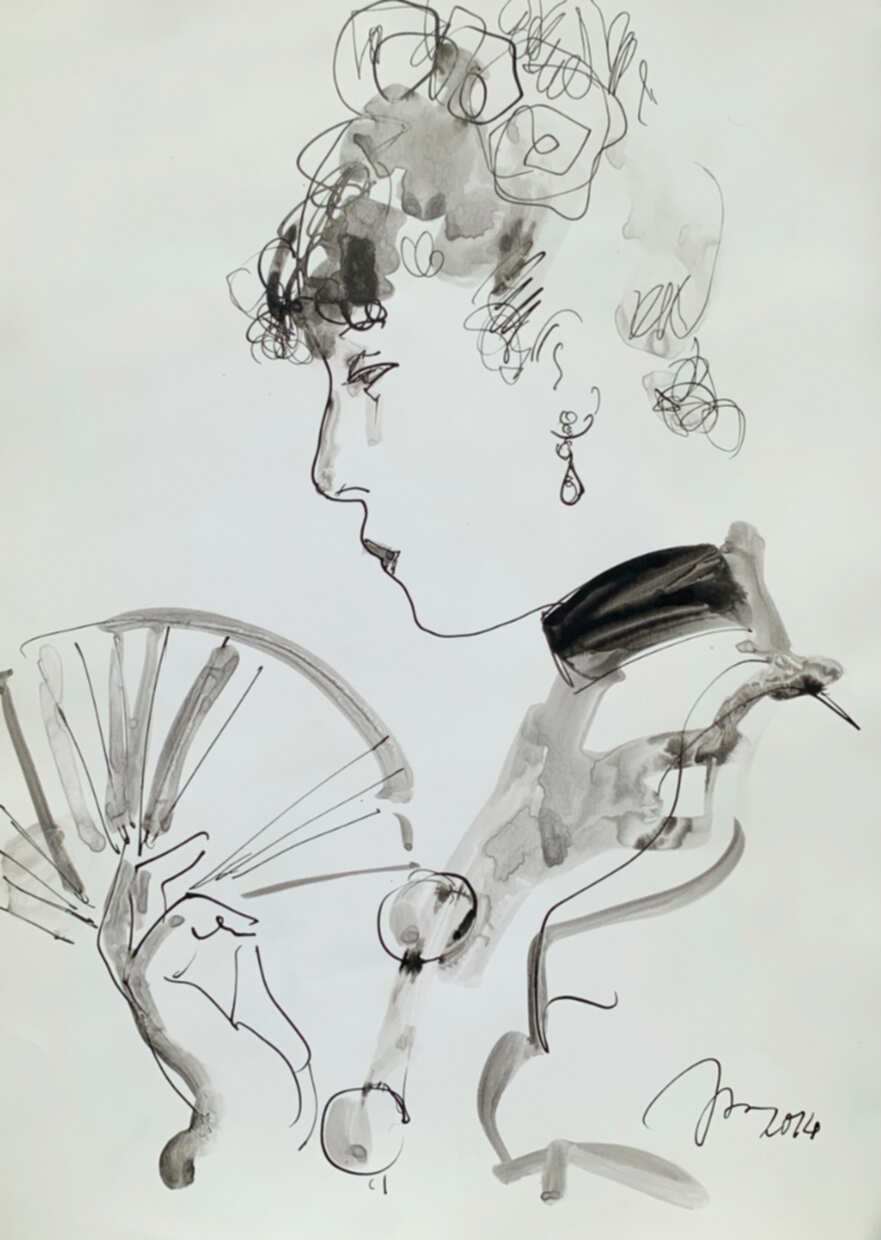 черно-белый графический портрет