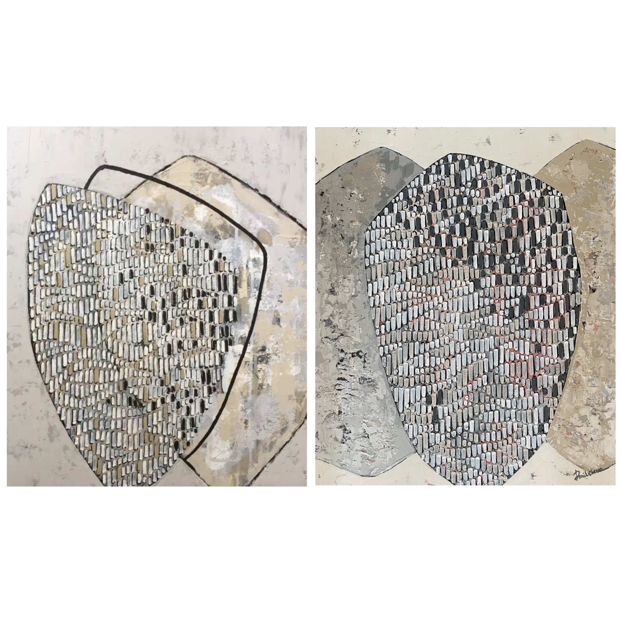 бежевый диптих картины