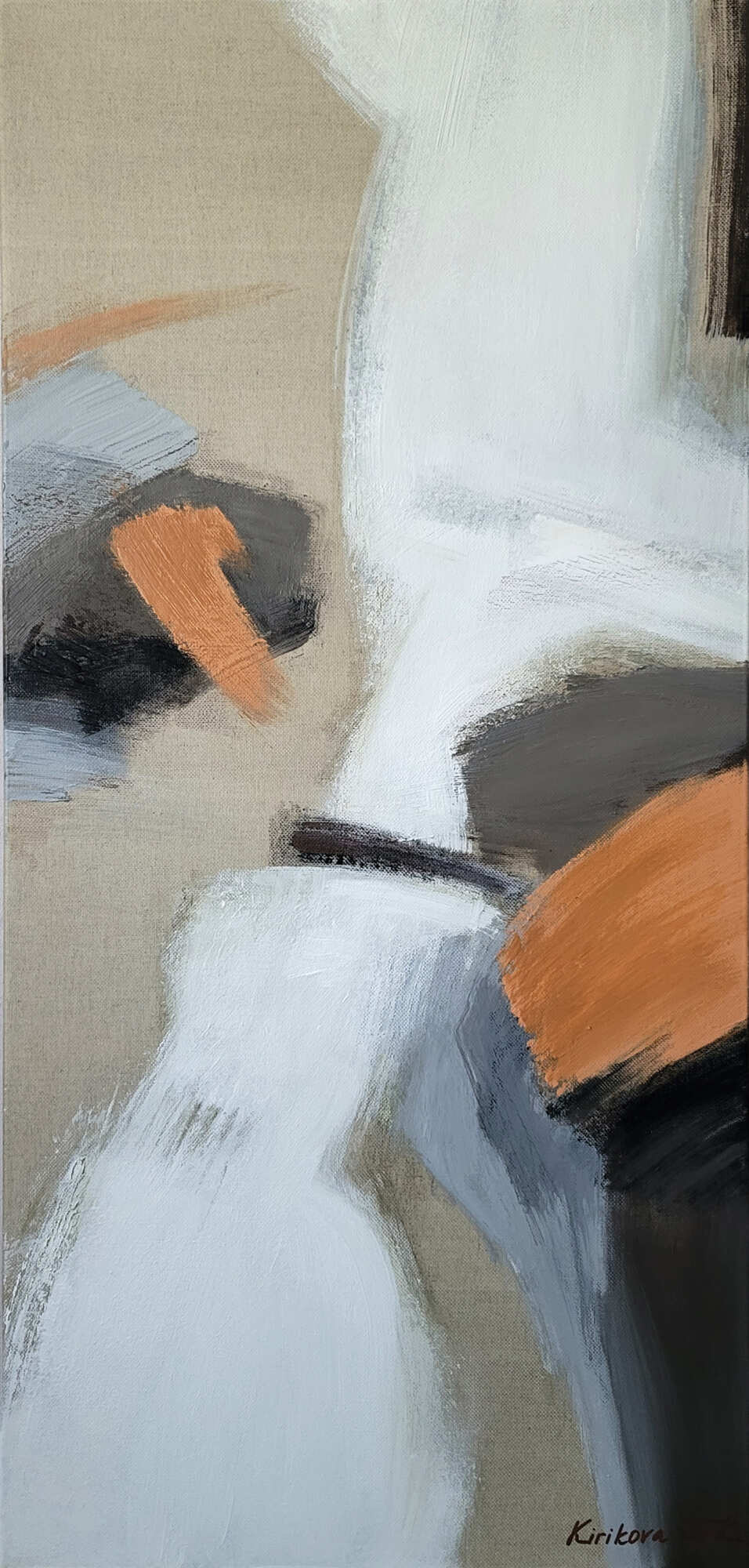 узкая картина с оранжевым